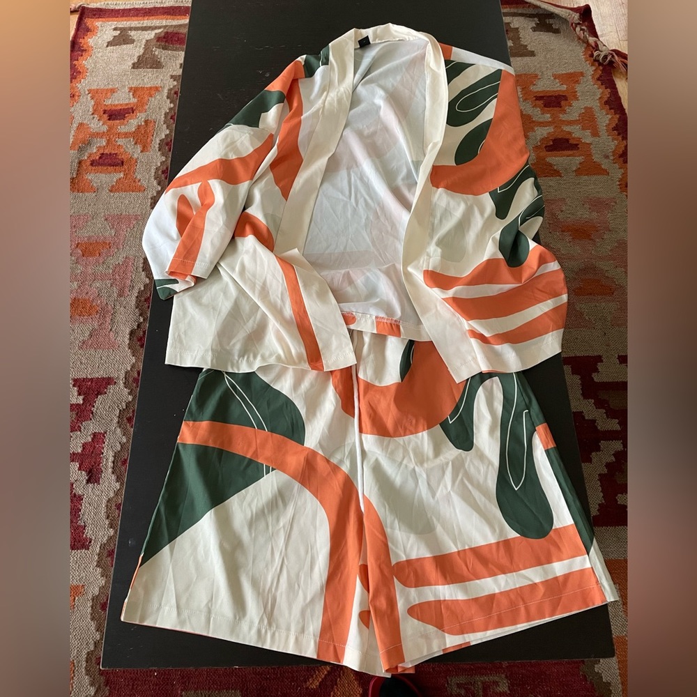 Shein two piece kimono and Bermuda shorts